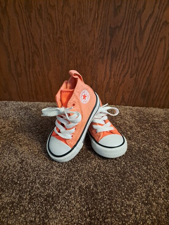 Converse All Stars Other - Converse Chuck Taylor All Star high-top toddler sneakers ,bright coral-orange
